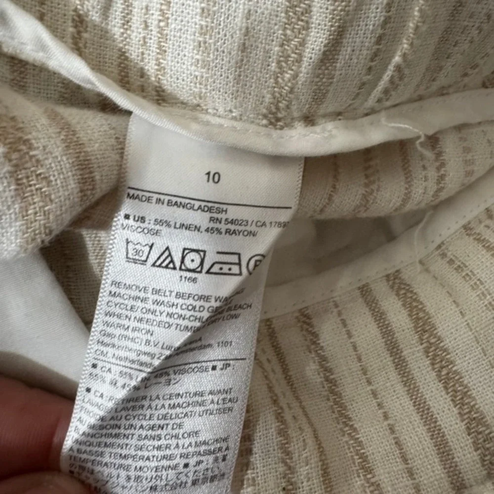 Banana‎ Republic Linen-Blend Striped Paperbag Pant Size 10 NWT
